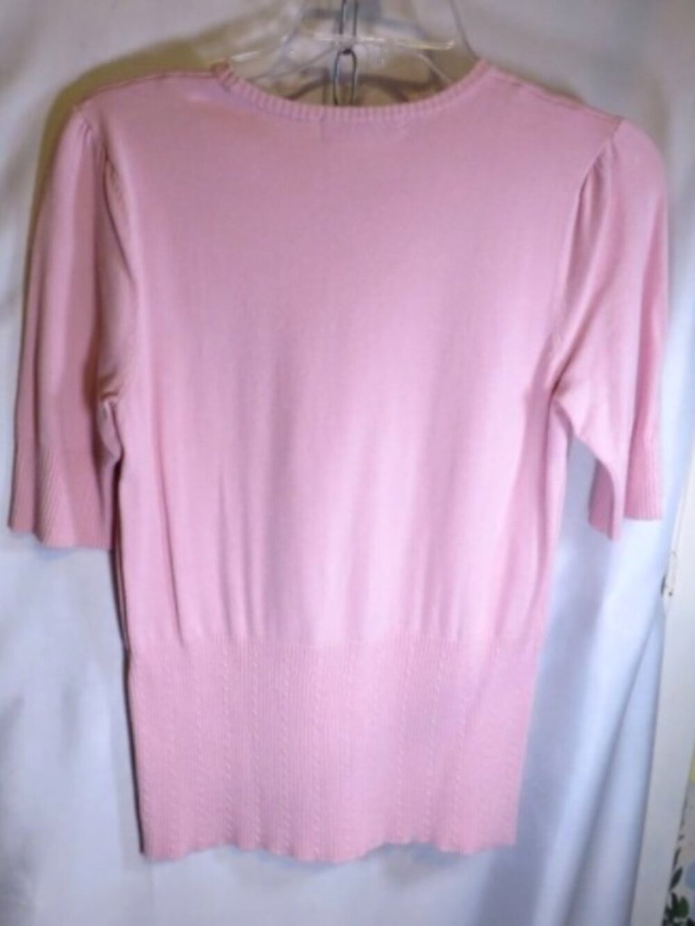 Merona Pink Puff Shoulder Short Sleeve Sweater - Size M - Picture 3 of 9